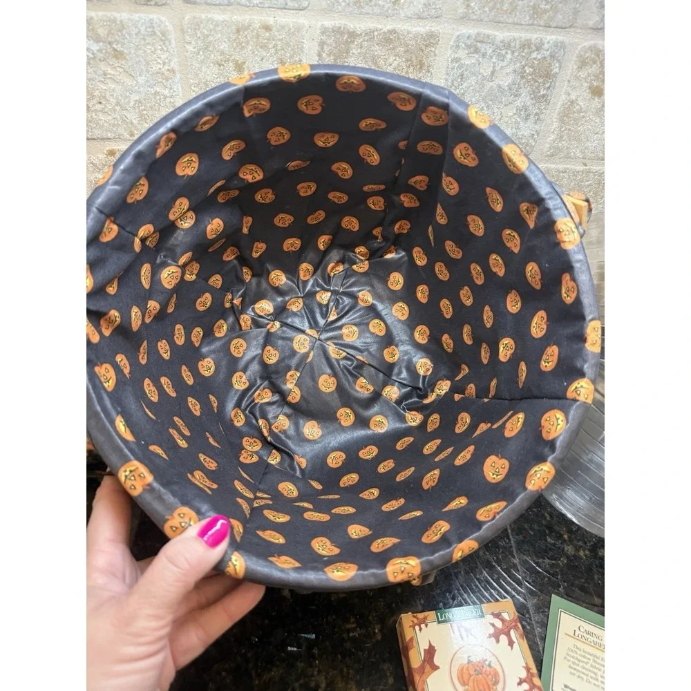 Longaberger Pumpkin Fall Stem Lid Basket Jack O' Lantern Liner Protector‎ Combo